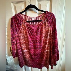 Dress Barn Vibrant Pink and Orange Blouse